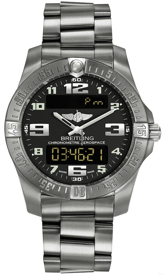 Breitling Aerospace Evo Black Dial Silver Steel Strap Watch for Men - E79363101B1E1