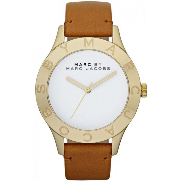 Marc Jacobs Blade White Dial Brown Leather Strap Watch for Women - MBM1218