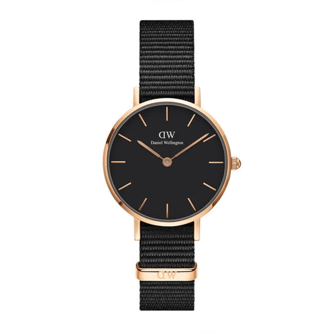 Daniel Wellington Petite Cornwall Black Dial Black Nylon Strap Watch for Women - DW00100247