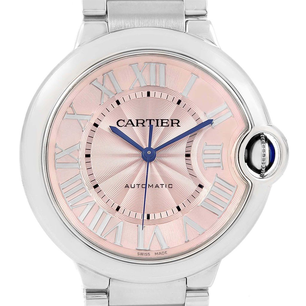Cartier Ballon Bleu De Cartier Pink Dial Silver Steel Strap Watch for Women - W6920041