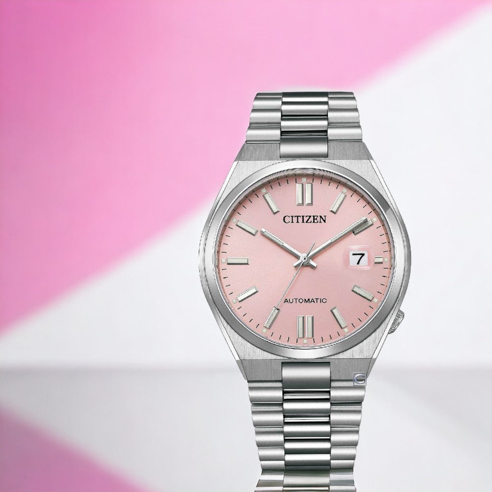 Citizen x Pantone Automatic Dreamy Pink Dial Silver Steel Strap Watch For Men - NJ0158-89X