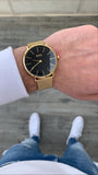 Hugo Boss Horizon Quartz Black Dial Gold Mesh Bracelet Watch For Men - HB1513735