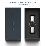 Daniel Wellington Classic Petite Dover Black Dial White NATO Strap Watch For Women - DW00100314
