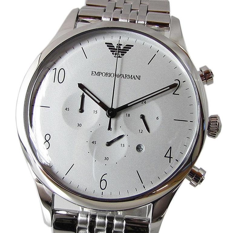 Emporio Armani Classic Chronograph Silver Dial Silver Steel Strap Watch For Men - AR1879