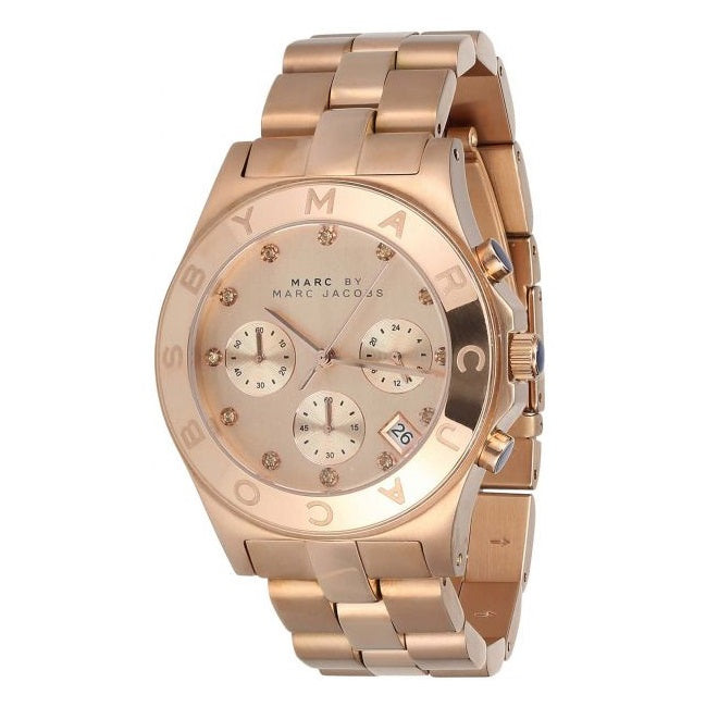 Marc Jacobs Blade Chronograph Rose Gold Dial Rose Gold Steel Strap Watch for Women - MBM3102
