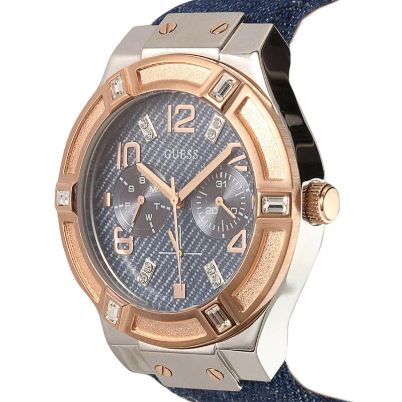 Guess Jet Setter Analog Blue Dial Blue Denim Strap Watch For Women - W0289L1