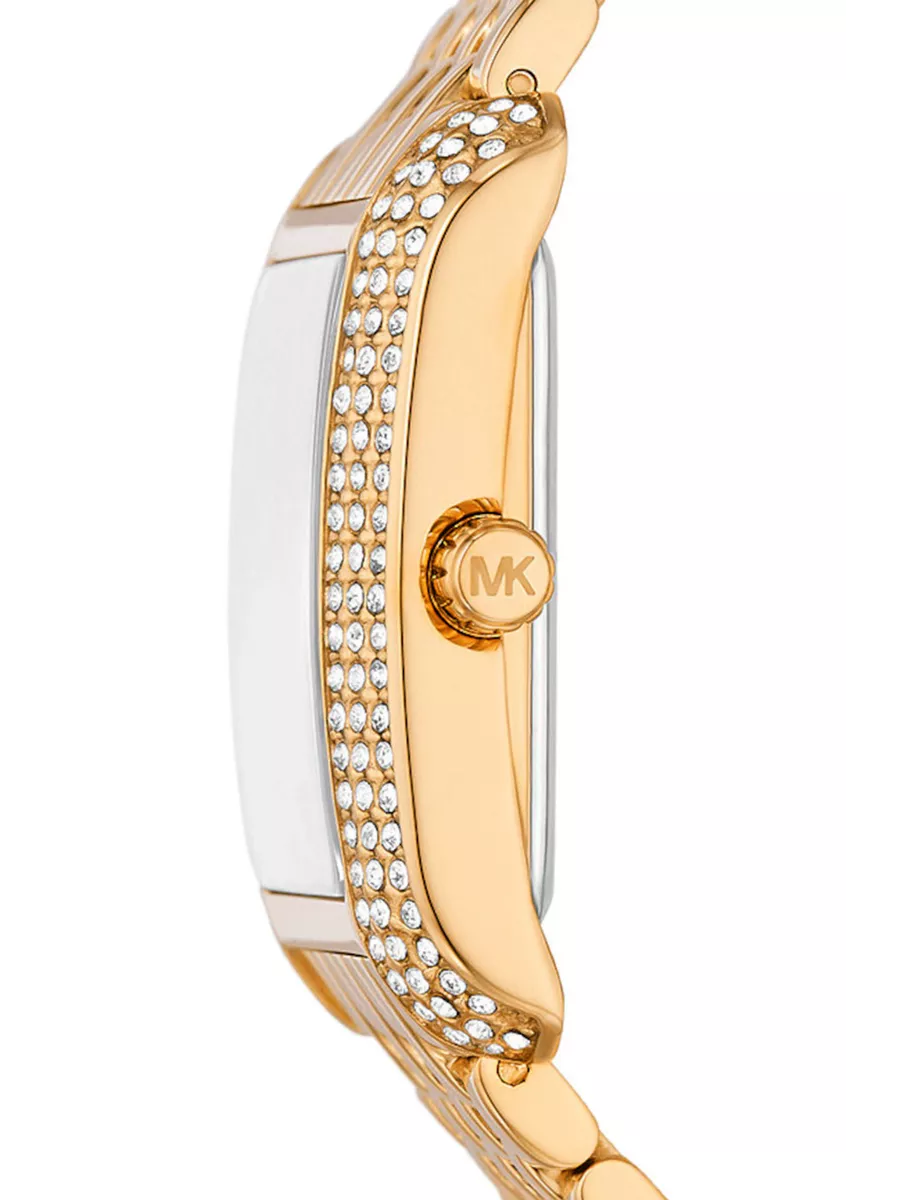 Michael Kors Emery Pave Analog Green Dial Gold Steel Strap Watch for Women - MK4742