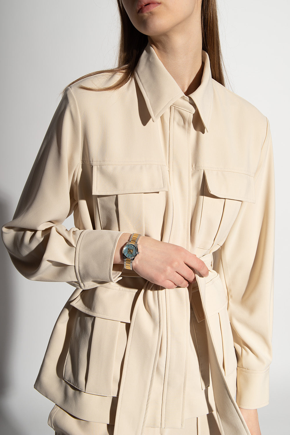 Gucci G Timeless Quartz Mother of Pearl Blue Dial Two Tone Steel Strap Watch For Women - YA1265011