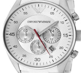 Emporio Armani Sport Chronograph White Dial White Silicone Strap Watch For Men - AR5859