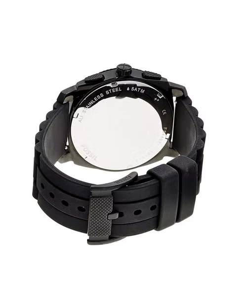 Fossil Machine Chronograph Black Dial Black Silicone Strap Watch for Men - FS4487