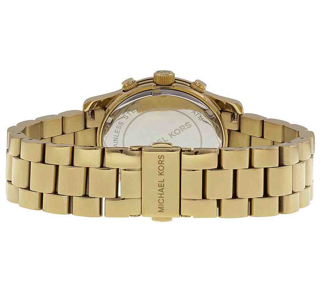 Michael Kors Runway Iridescent Pink Dial Gold Steel Strap Watch for Women - MK5939