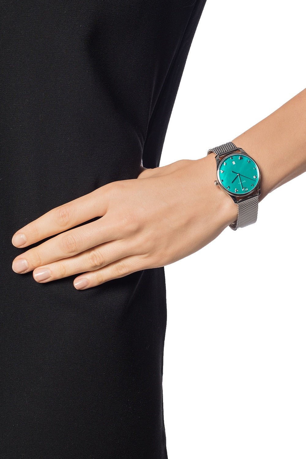 Gucci G-Timeless Turquiose Mother of Pearl Dial Silver Mesh Bracelet Watch For Women - YA1264039