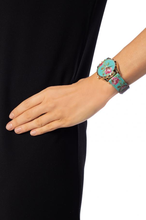 Gucci G Timeless Floral Turquoise Dial Turquoise Leather Strap Watch For Women - YA1264085