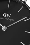 Daniel Wellington Petite Sterling Black Dial Silver Mesh Bracelet Watch For Women - DW00100304