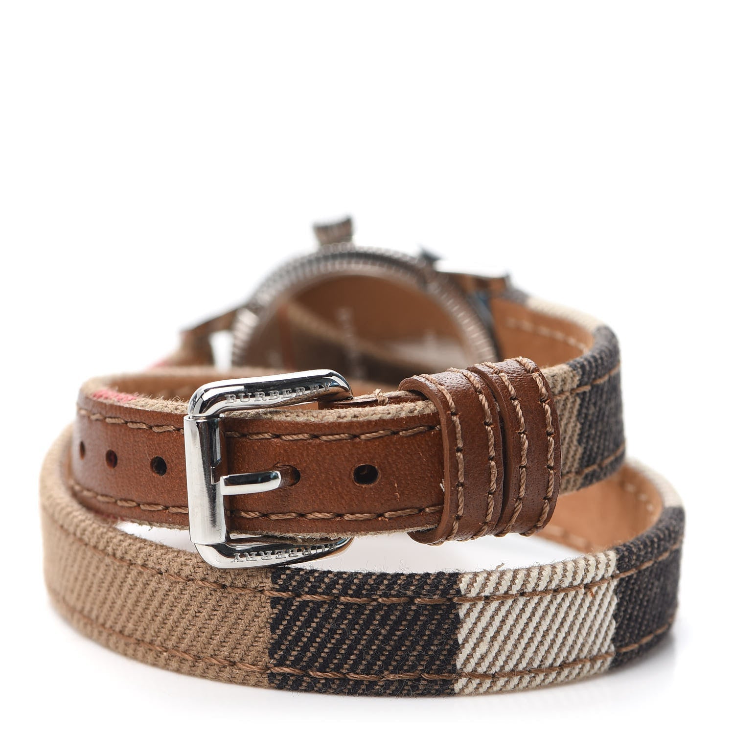 Burberry Utilitarian White Dial Multicolor Leather Strap Watch for Women - BU7849