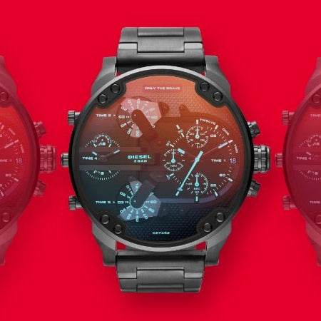 Diesel Mr Daddy 2.0 Chronograph Grey Dial Grey Steel Strap Watch For Men - DZ7315