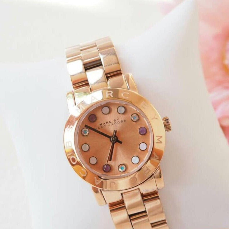 Marc Jacobs Amy Rose Gold Dial Rose Gold Steel Strap Watch for Women - MBM3219