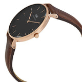 Daniel Wellington Petite St Mawes Black Dial Brown Leather Strap Watch For Women - DW00100169