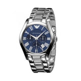 Emporio Armani Classic Blue Dial Silver Steel Strap Watch For Men - AR1635