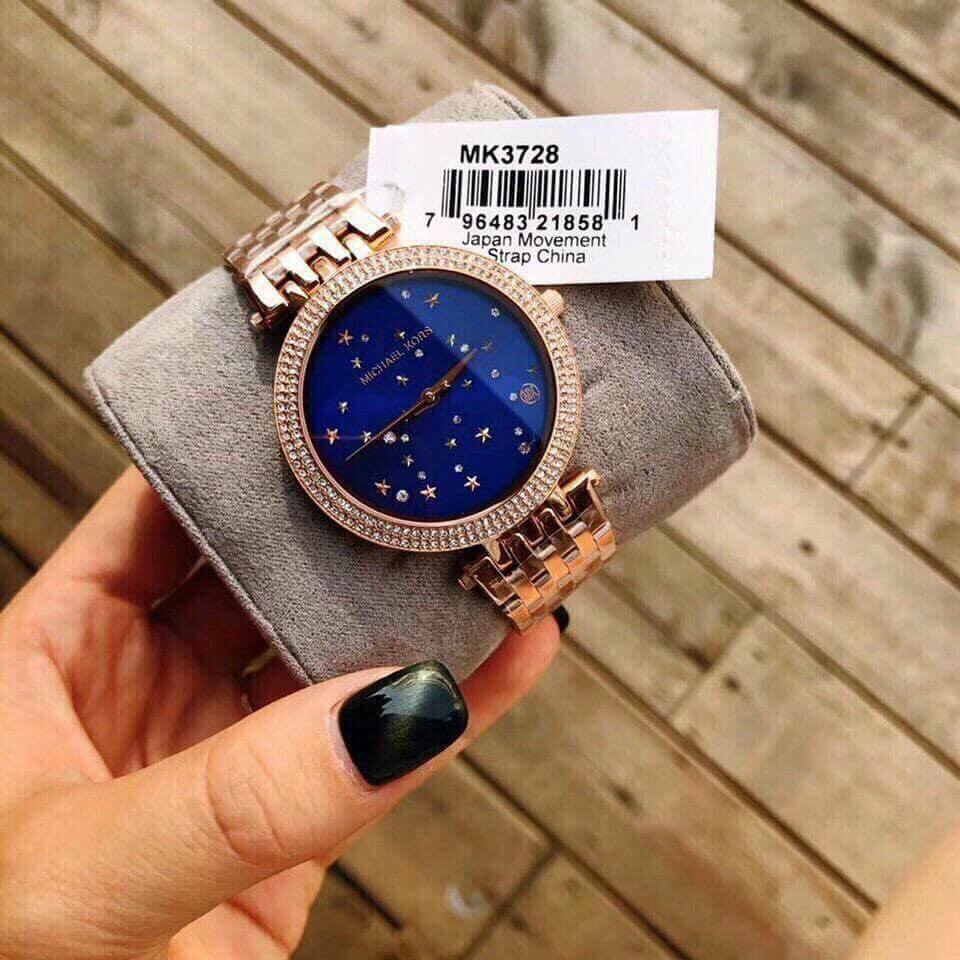 Michael Kors Darci Blue Dial Rose Gold Steel Strap Watch for Women - MK3728