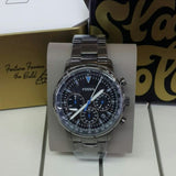 Fossil Goodwin Chrono Analog Black Dial Grey Steel Strap Watch for Men - FS5518
