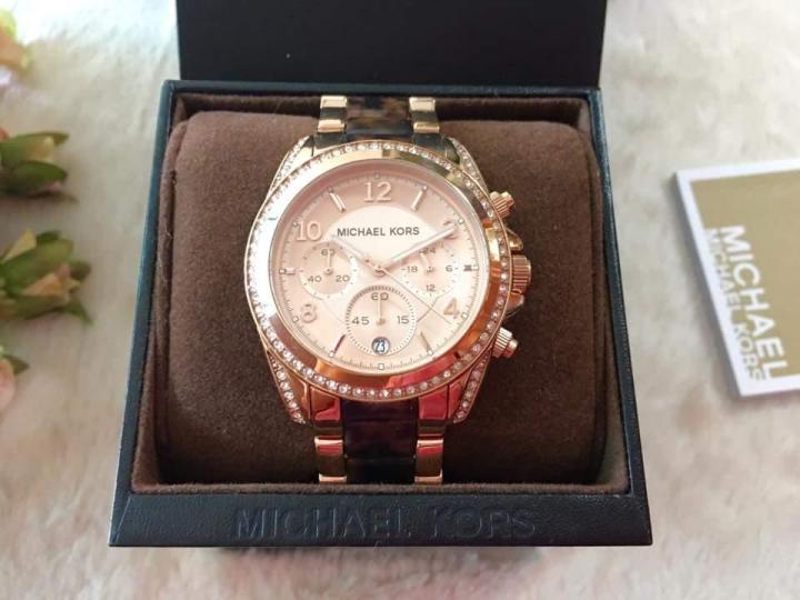 Michael Kors Blair Rose Gold Dial Two Tone Steel Strap Watch For Women - MK5859