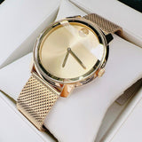 Movado Bold Gold Dial Gold Mesh Bracelet Watch For Men - 3600373