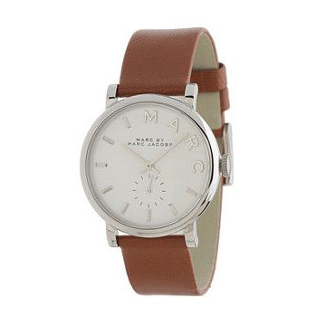 Marc Jacobs Baker White Dial Brown Leather Strap Watch for Women - MBM1265