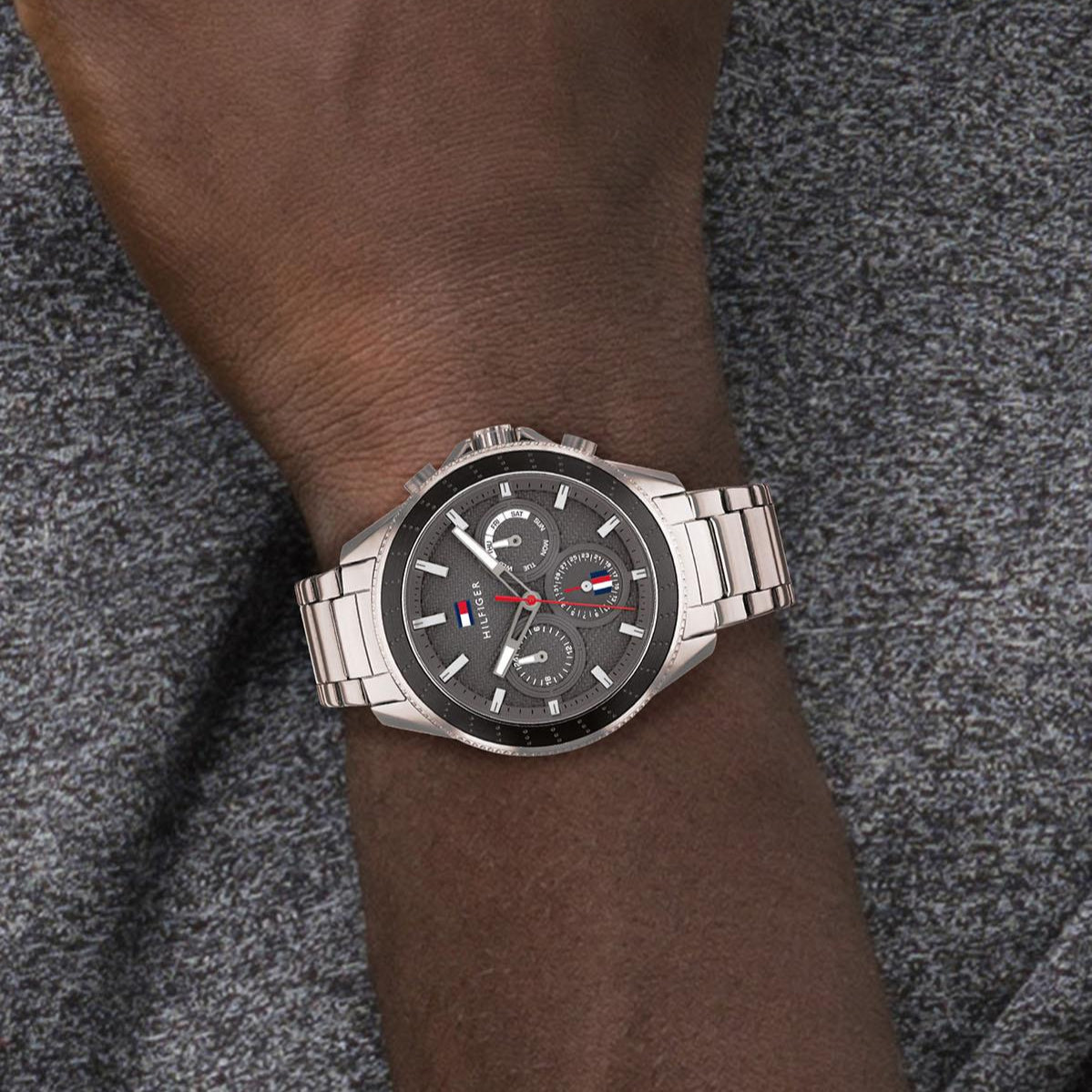 Tommy Hilfiger Aiden Chronograph Grey Dial Silver Steel Strap Watch For Men - 1791857