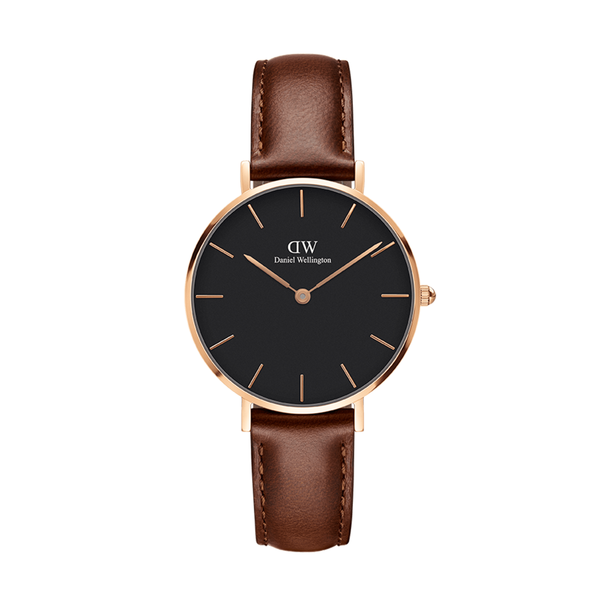 Daniel Wellington Petite St Mawes Black Dial Brown Leather Strap Watch For Women - DW00100169