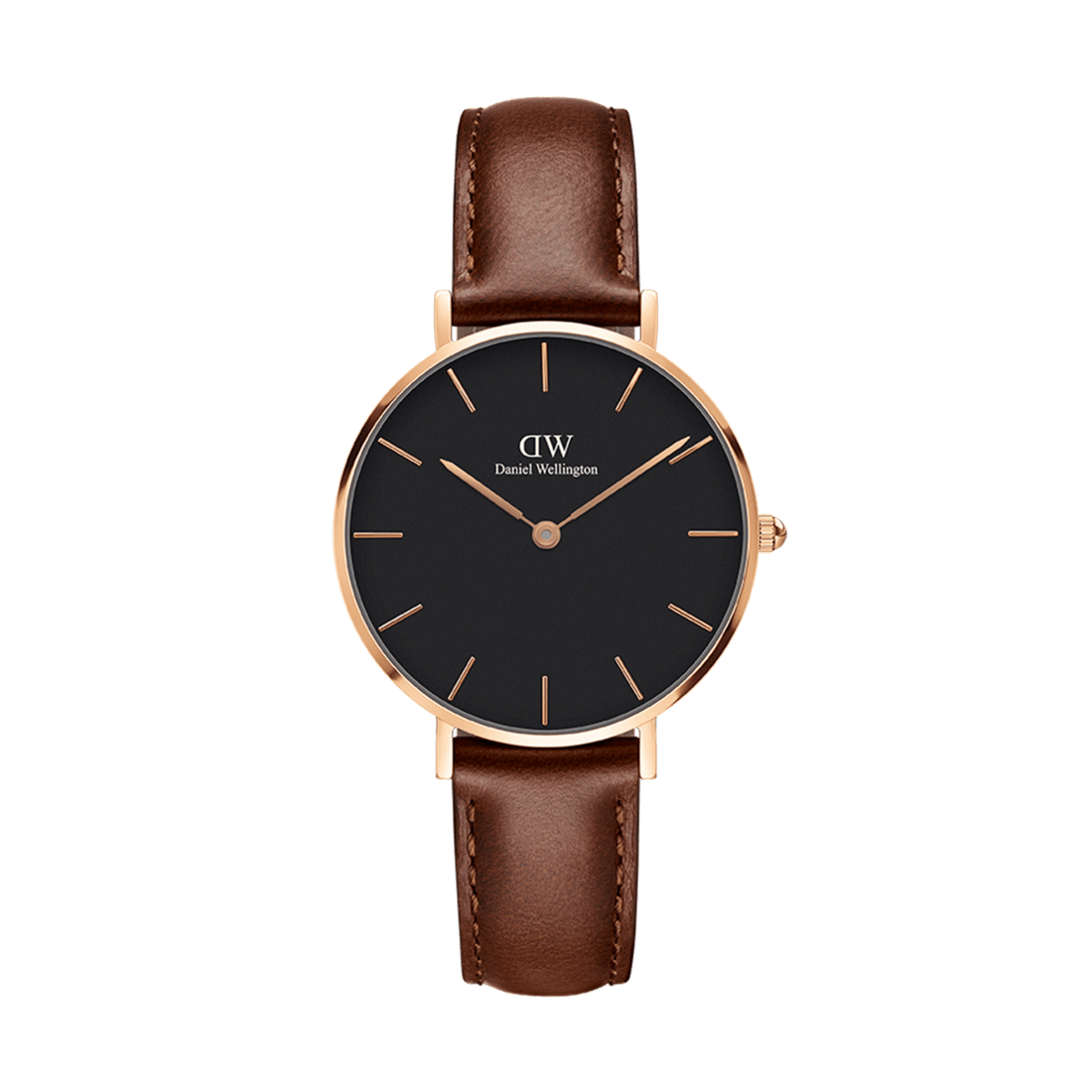 Daniel Wellington Petite St Mawes Black Dial Brown Leather Strap Watch For Women - DW00100169
