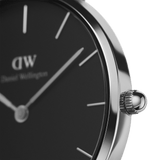 Daniel Wellington Classic Petite Sterling Black Dial Silver Mesh Bracelet Watch For Women - DW00100162