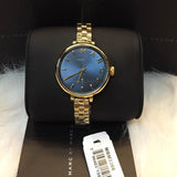 Marc Jacobs Sally Blue Dial Gold Steel Strap Watch for Women - MBM3366