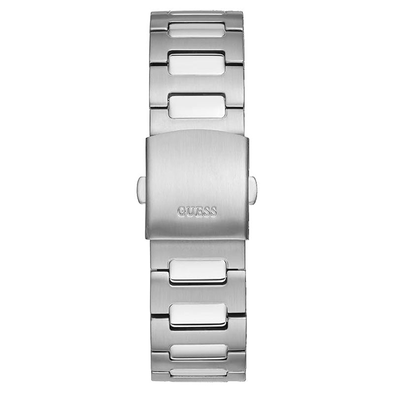 Guess Scope Black Dial Silver Steel Strap Watch for Men - GW0427G1