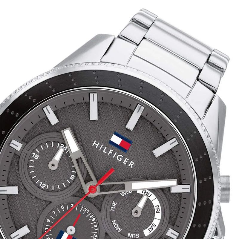 Tommy Hilfiger Aiden Chronograph Grey Dial Silver Steel Strap Watch For Men - 1791857