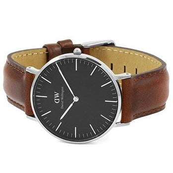 Daniel Wellington Classic Durham Black Dial Brown Leather Strap Watch For Women - DW00100142