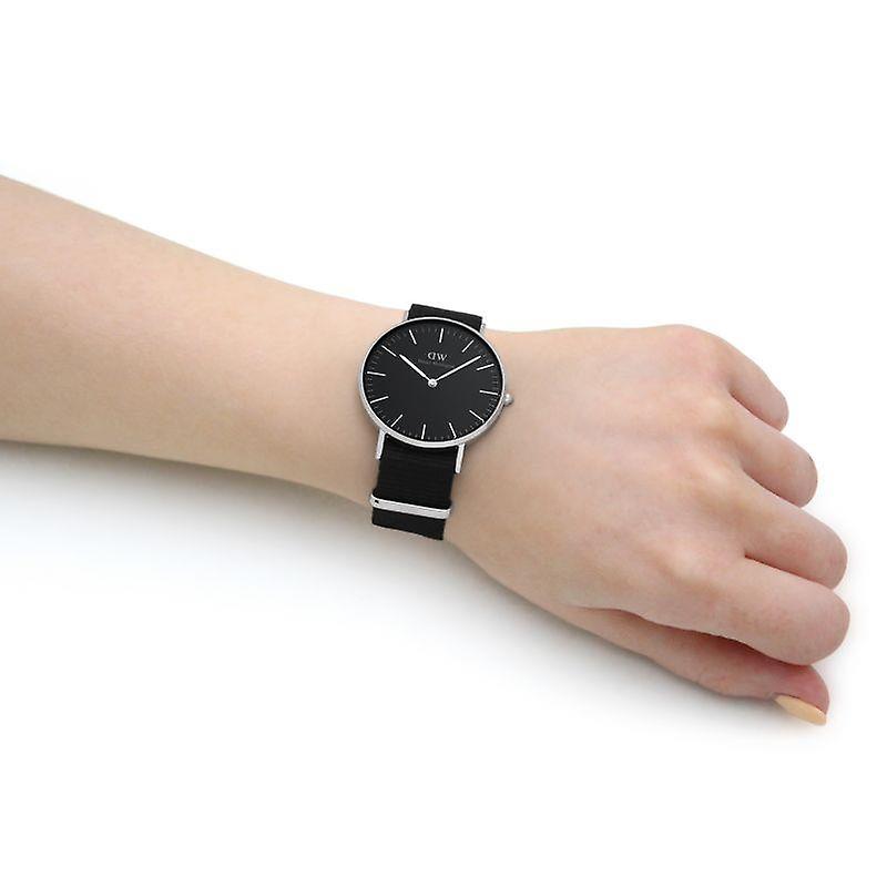 Daniel Wellington Classic Cornwall Quartz Black Dial Black Nylon Strap Watch For Women - DW00100151