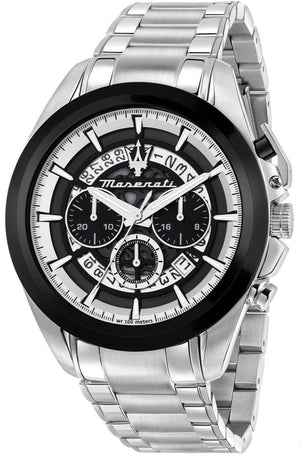 Maserati Traguardo Chronograph Black Dial Silver Steel Strap Watch For Men - R8873612059