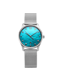 Gucci G-Timeless Turquoise Mother of Pearl Dial Silver Mesh Bracelet Watch For Women - YA126582
