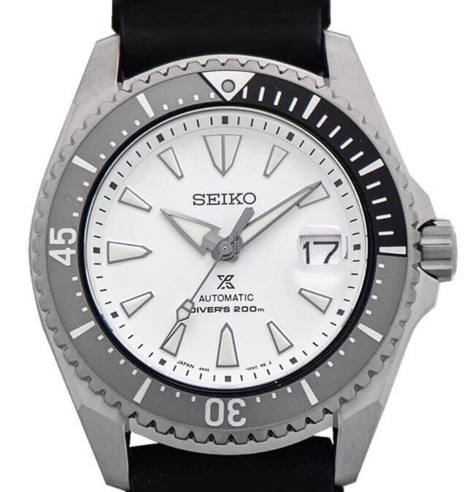 Seiko Shogun Prospex Titanium Divers Automatic White Dial Black Rubber Strap Watch For Men - SPB191J1