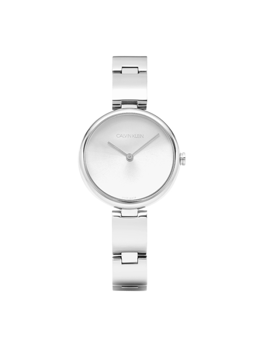 Calvin Klein Wavy Silver Dial Silver Steel Strap Watch for Women - K9U23146