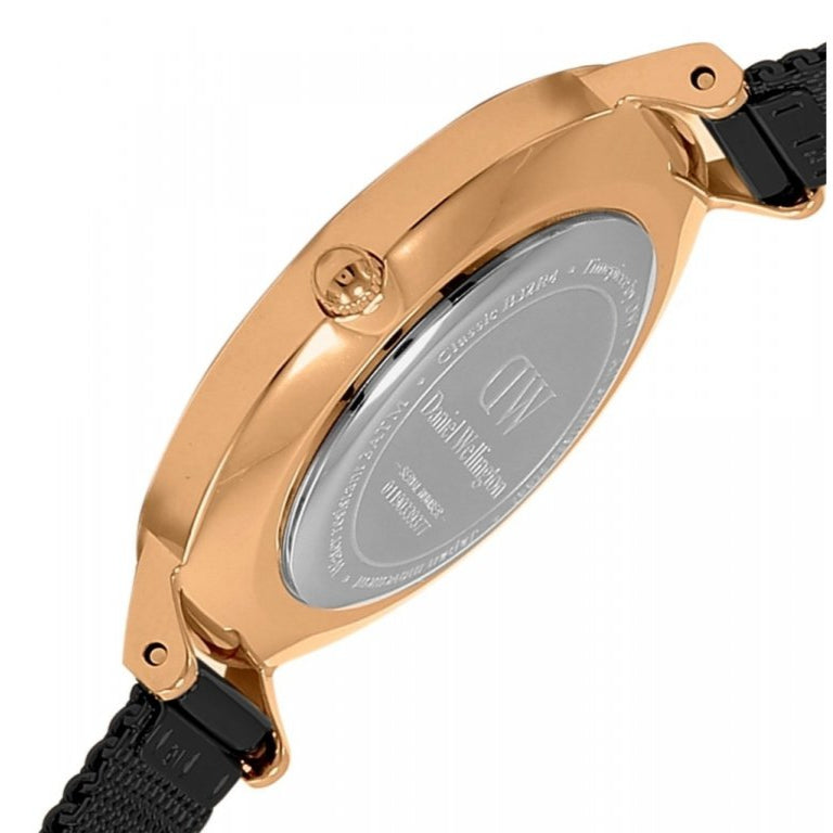 Daniel Wellington Petite Ashfield Black Dial Black Mesh Strap Watch For Women - DW00100245