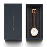 Daniel Wellington Classic Petite Bristol White Dial Brown Leather Strap Watch For Women - DW00100171