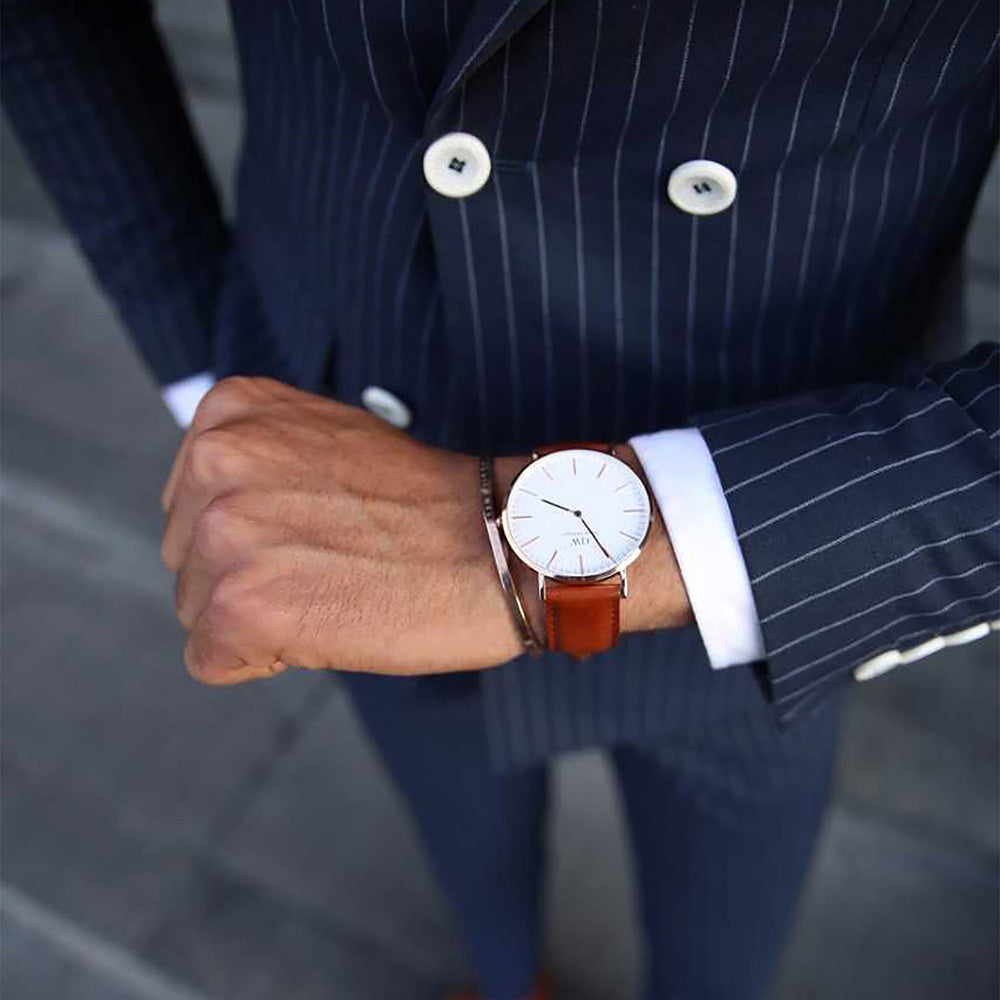 Daniel Wellington Classic St Mawes White Dial Brown Leather Strap Watch For Men - DW00100021