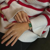 Daniel Wellington Quadro Melrose Green Dial Rose Gold Mesh Strap Watch For Women - DW00100437