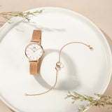 Daniel Wellington Classic Petite White Dial Rose Gold Mesh Bracelet Watch For Women - DW00100219
