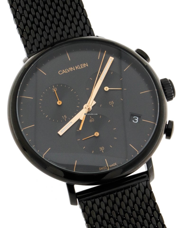 Calvin Klein High Noon Black Dial Black Mesh Bracelet Watch for Women - K8M27421