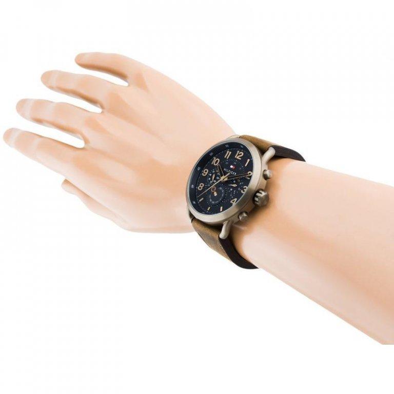 Tommy Hilfiger Briggs Chronograph Black Dial Brown Leather Strap Watch for Men - 1791425