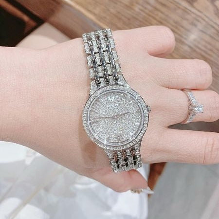 Bulova Crystal Collection Silver Dial Silver Steel Strap Watch for Women - 96L243