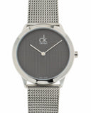 Calvin Klein Minimal Grey Dial Silver Mesh Bracelet Watch for Women - K3M2212X
